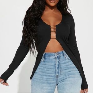 MILENA LACE UP TOP BLACK